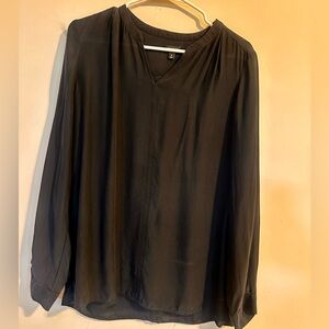 Talbots Black 100%Silk V-Neck Blouse